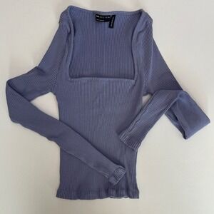 ASOS Design Lavender Skinny Square Neck Long Sleeve,‎ Ribbed Long Sleeves D7